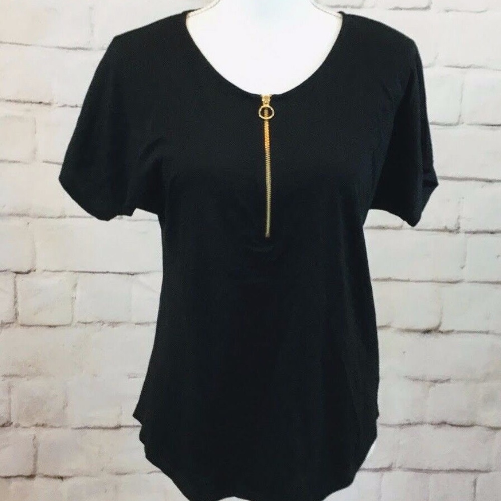 Michael Kors Black Front 1/2 Zip Top